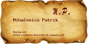 Mihalovics Patrik névjegykártya